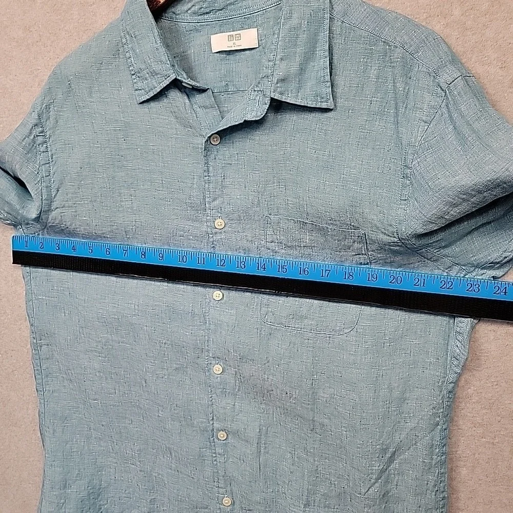 UNIQLO‎ Light Blue 100% Linen Long Sleeve Button Up Shirt Men's Size XL